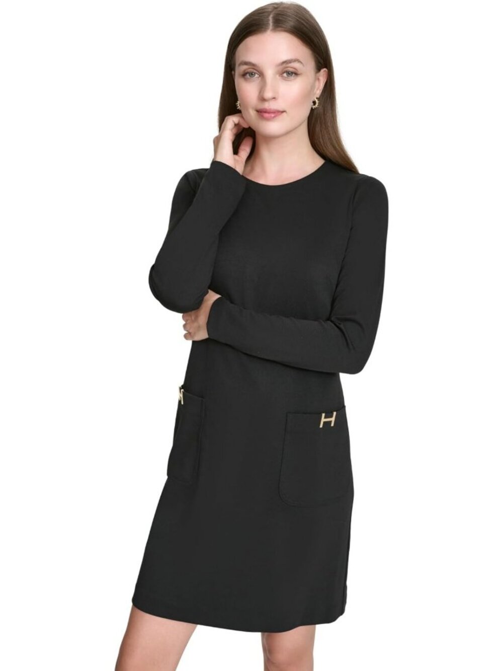 Chic Long Sleeve Scoop Neck Work Dress - Perfect for Office & Business Casual